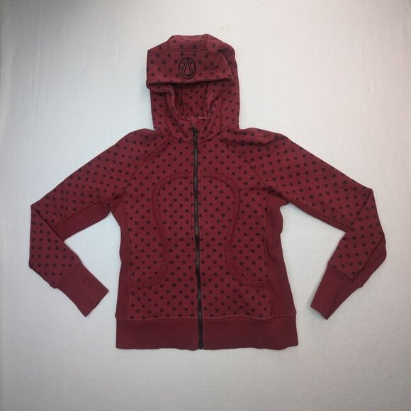 Scuba red polka dot Lululemon jacket Size 10 Red Color Rare Size - Picture 9 of 14